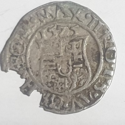 Ungaria 1 denar 1575 kb argint Maximilian ll foto