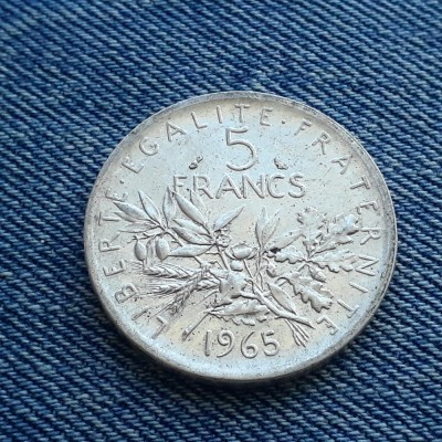 1j - 5 Francs 1965 Franta / franci argint foto