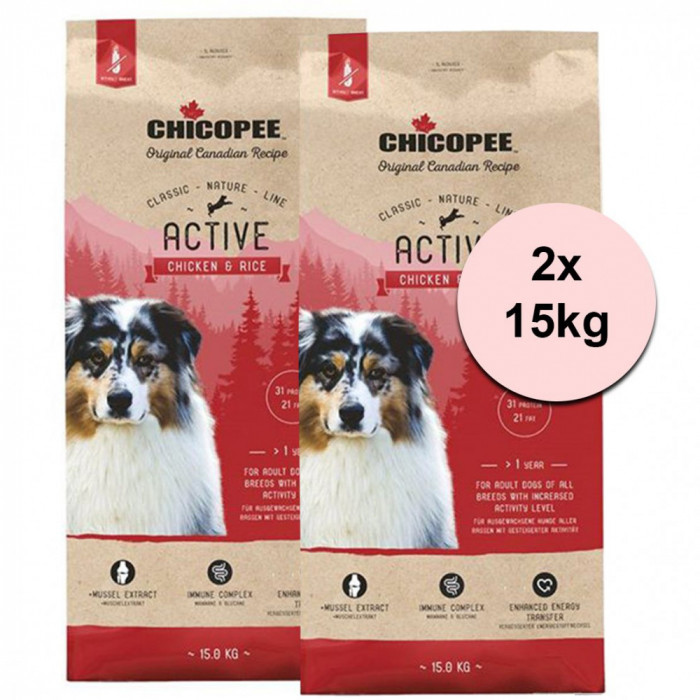 CHICOPEE Active pui și orez 2 x 15 kg