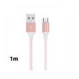 Cablu MicroUSB Devia Gracious Rose Gold (1m, impletitura textila)