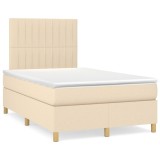 Cumpara ieftin Pat box spring cu saltea, crem, 120x200 cm, textil