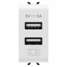 Priza USB tip A 1M alimentare dubla 5V Gewiss Chorus alb satinat MAT GW15447