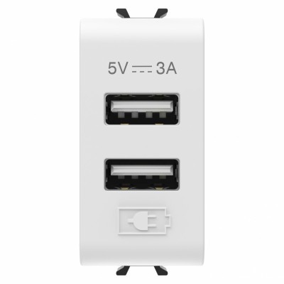Priza USB tip A 1M alimentare dubla 5V Gewiss Chorus alb satinat MAT GW15447 foto