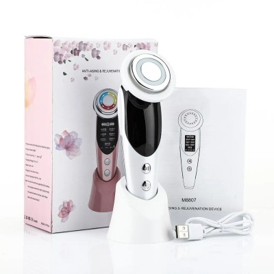 GlowLift Pro - Dispozitiv de Lifting Facial 7 &amp;icirc;n 1 EMS RF Microcurent pentru Rejuvenarea Pielii - Masaj Facial Antirid foto