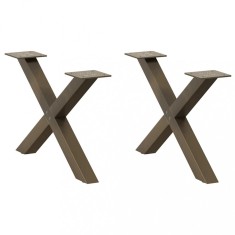 vidaXL Picioare pentru măsuță de cafea &icirc;n formă de X, 2 buc., oțel natural, 60 x (30-31) cm