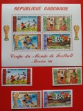 GABON, FOTBAL MEXIC 86 - BLOC+ SERIE COMPLETĂ MNH