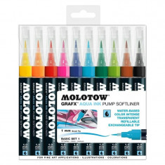 Set markere Molotow Aqua Ink Pump Softliner Basic-Set 1 10 cul/set 1 mm
