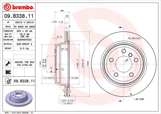 BREMBO 09.B338.11 PRIME LINE - UV Coated Disc frana