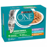 PURINA ONE INDOOR cu vițel, ton și pui &icirc;n sos 12 x 85 g