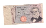 Bancnota Italia 1000 lire 5 august 1975, circulata, stare buna