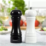 Set de 2 rasnite pentru sare, piper si alte condimente, din lemn masiv, reincarcabile, 5,5x16,3 cm, mecanism de reglabil, alb negru, Klausberg