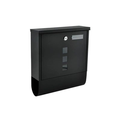 Cutie postala cu suport pentru ziare, 2 chei, de exterior, 33x30x8.5 cm, metal, negru foto