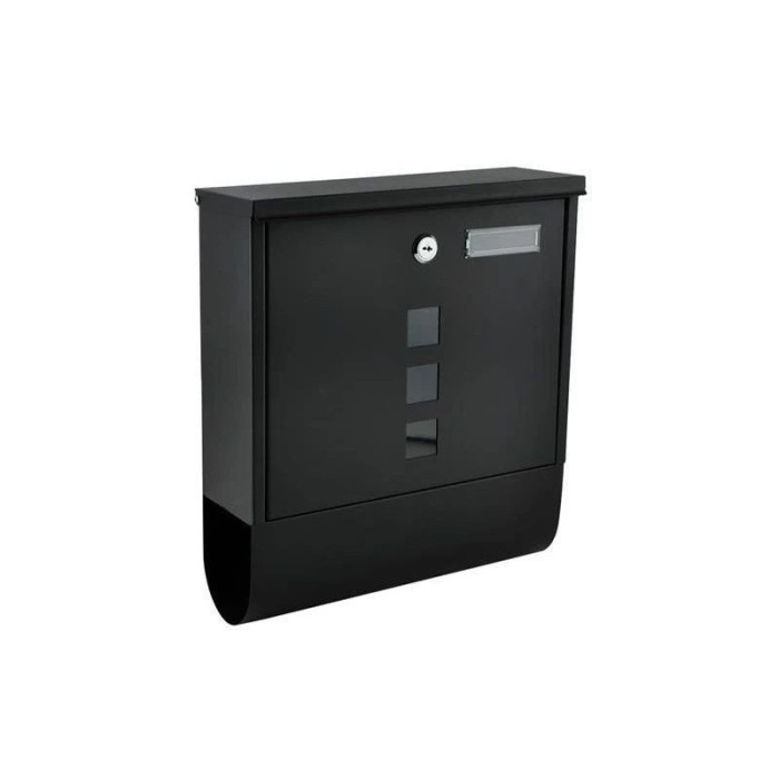 Cutie postala cu suport pentru ziare, 2 chei, de exterior, 33x30x8.5 cm, metal, negru