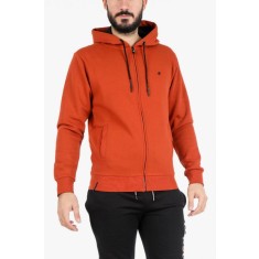 Hanorac barbati cu fermoar si imprimeu cu logo portocaliu, 2XL