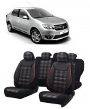 Cumpara ieftin Set huse scaune Dacia Logan 2012-2020 Piele + Textil (Compatibile cu sistem AIRBAG)