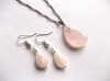 Set pandantiv si cercei cu cuart roz 42673