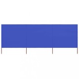 vidaXL Paravan anti-v&acirc;nt cu 3 panouri, azur, 400 x 80 cm, textil