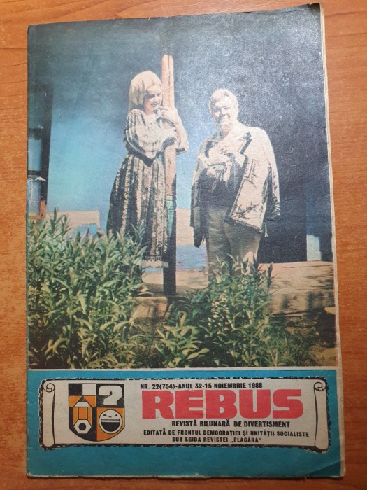 revista rebus 15 noiembrie 1988 - revista de divertisment- total necompletata