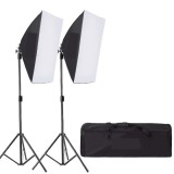 Cumpara ieftin Kit de 2 softboxuri, 2 trepiezi reglabili 200 cm, fara becuri, geanta de transport inclusa, Dactylion