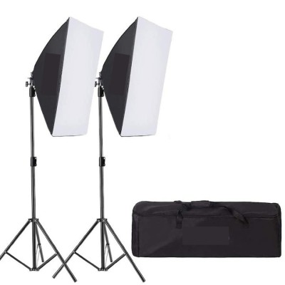 Kit de 2 softboxuri, 2 trepiezi reglabili 200 cm, fara becuri, geanta de transport inclusa foto