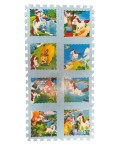 Covor de joaca tip puzzle cu animale basme,spuma,multicolor,8 piese,albastru