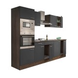Mobilier de bucătărie Yorki cu corp din stejar Yorki, fațadă antracit cu finisaj satinat, dimensiune de 270 cm, fără blat de lucru