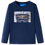 Tricou de copii cu m&acirc;neci lungi, bleumarin melanj, 128, vidaXL