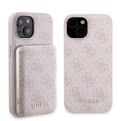 Husa pentru iPhone 15 - Guess Hardcase Powerbank MagSafe (GUBPM5P15S4GEMGP) - Pink foto