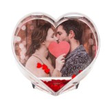 Rama foto in forma de inima umpluta cu apa si confetti , cadou Valentine&#039;s Day, 9.5 x 4 x 9.5 cm, Oem
