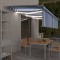 vidaXL Copertină retractabilă manual cu stor&amp;LED, albastru&amp;alb, 6x3 m