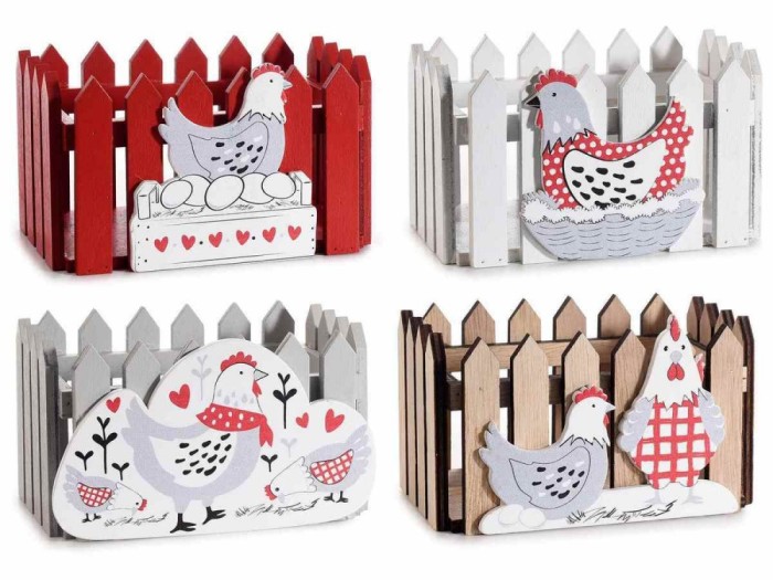Set 4 cosulete Paste lemn multicolor 12x8x7 cm