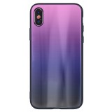 Husa TPU OEM Aurora cu spate din sticla pentru Huawei P40 Pro, Neagra Roz