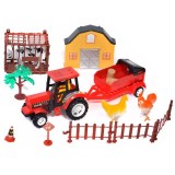 Set tractor de jucarie, model cu constructii si animale, multicolor, 37x29x8 cm