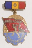 INSIGNA BRIGADIER AL MUNCII PATRIOTICE CU BARETA TRICOLOR FRUNTAS ( CITITI DESCRIEREA )