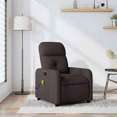 vidaXL Fotoliu de masaj rabatabil, maro &amp;icirc;nchis, material textil 374211 foto