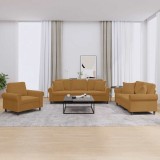 vidaXL Set de canapele cu perne, 3 piese, maro, catifea 3202197