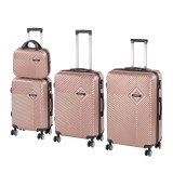 Set 4 Valize Rigide Leziter TraveLux Pro XXV ABS Roți Duble 360&deg; Roz-Auriu