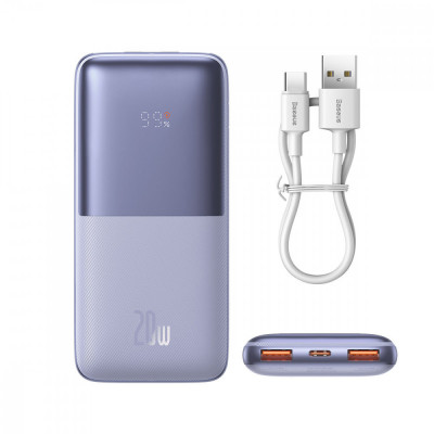 Powerbank Baseus Baseus Pro 10000mAh 20W Violet Cu Cablu USB Tip A - USB Tip C 3A 0,3m (PPBD040205) foto