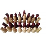 Nou set piese de sah din lemn lucrate manual la strung rege 7.9 cm rosu