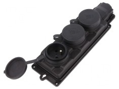 Conector Alimentare AC 2P+PE 250VAC 16A Negru IP44