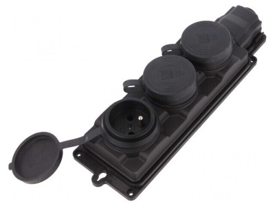 Conector Alimentare AC 2P+PE 250VAC 16A Negru IP44 foto
