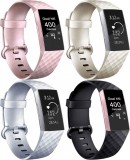 Set de 4 bratari de inlocuire pentru Fitbit Charge 3 AK, TPU, negru/auriu/argintiu/aur roz, 140 - 180 mm