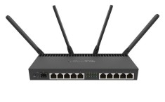 Router 10 x Gigabit, 1 x SFP+ 10Gbps,PoE IN/OUT, RouterOS L5, Wi-Fi - Mikrotik RB4011iGS+5HacQ2HnD-IN