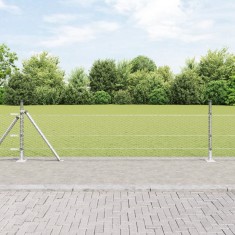 Gard hexagonal vidaXL 0,4x100 m din oțel galvanizat, St&acirc;lpi de gard vidaXL cu plăci de bază 13 buc &Oslash;32mm 50cm din oțel galvanizat