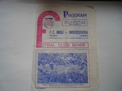 Program F.C. Bihor - Universitatea Craiova, 28 martie 1979 foto