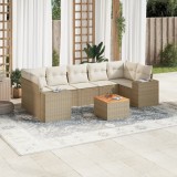 vidaXL Set canapele de grădină, 8 piese, cu perne, bej, poliratan 3257689