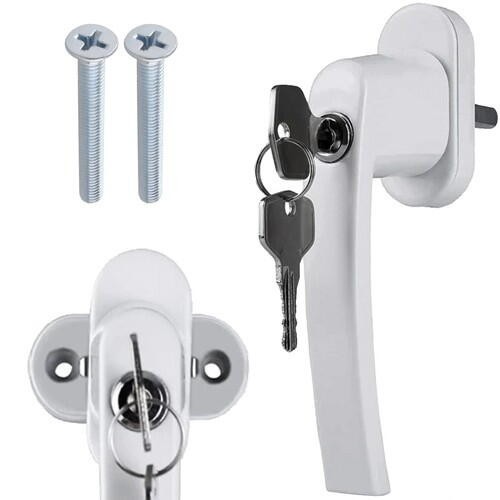 SMARTECH Maner fereastra cu incuietoare, model universal, inchidere securizata, 2 chei incluse, Alb