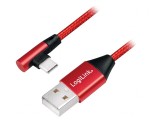 Cablu USB 2.0 USB A la USB C unghi 1m roșu PVC, Logilink