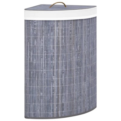 Gossi cos de rufe din bambus, pentru colt, gri, 60 l foto