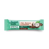Ciocolata cu lapte si indulcitor natural de stevia Sweet&amp;Safe, cocos si quinoa, 25 g, Sly Nutritia